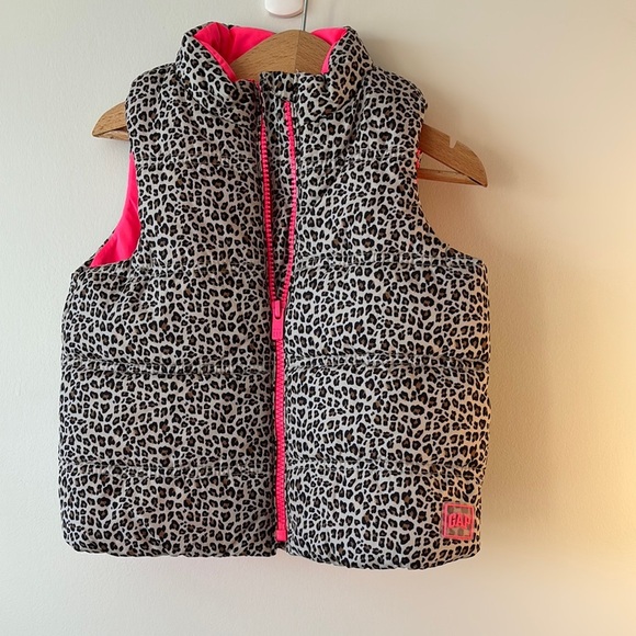 GAP Kids Leopard Print Vest with Pink Lining - Picture 1 of 4